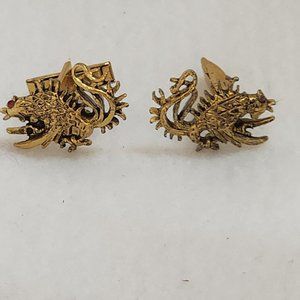 RARE Vintage Red Eyed Fighting Rooster cufflinks